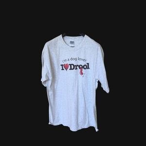 90's I Heart Drool Dog Lover T-Shirt Gray XL Distressed Vintage